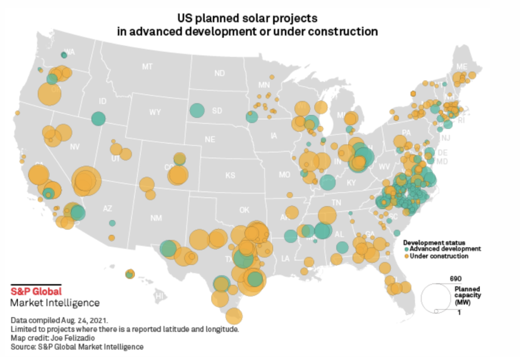US solar project pipeline map
